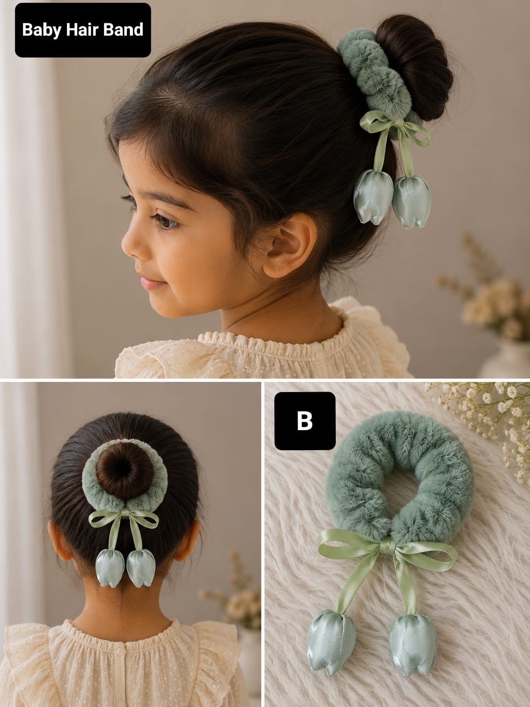 Fur Tulip Hair Scrunchies Korean Style Hair Band for Girls and Babies  -BC16