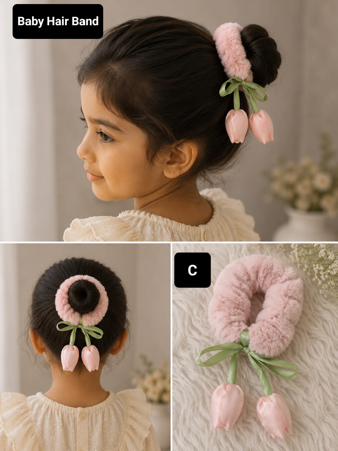 Fur Tulip Hair Scrunchies Korean Style Hair Band for Girls and Babies  -BC16