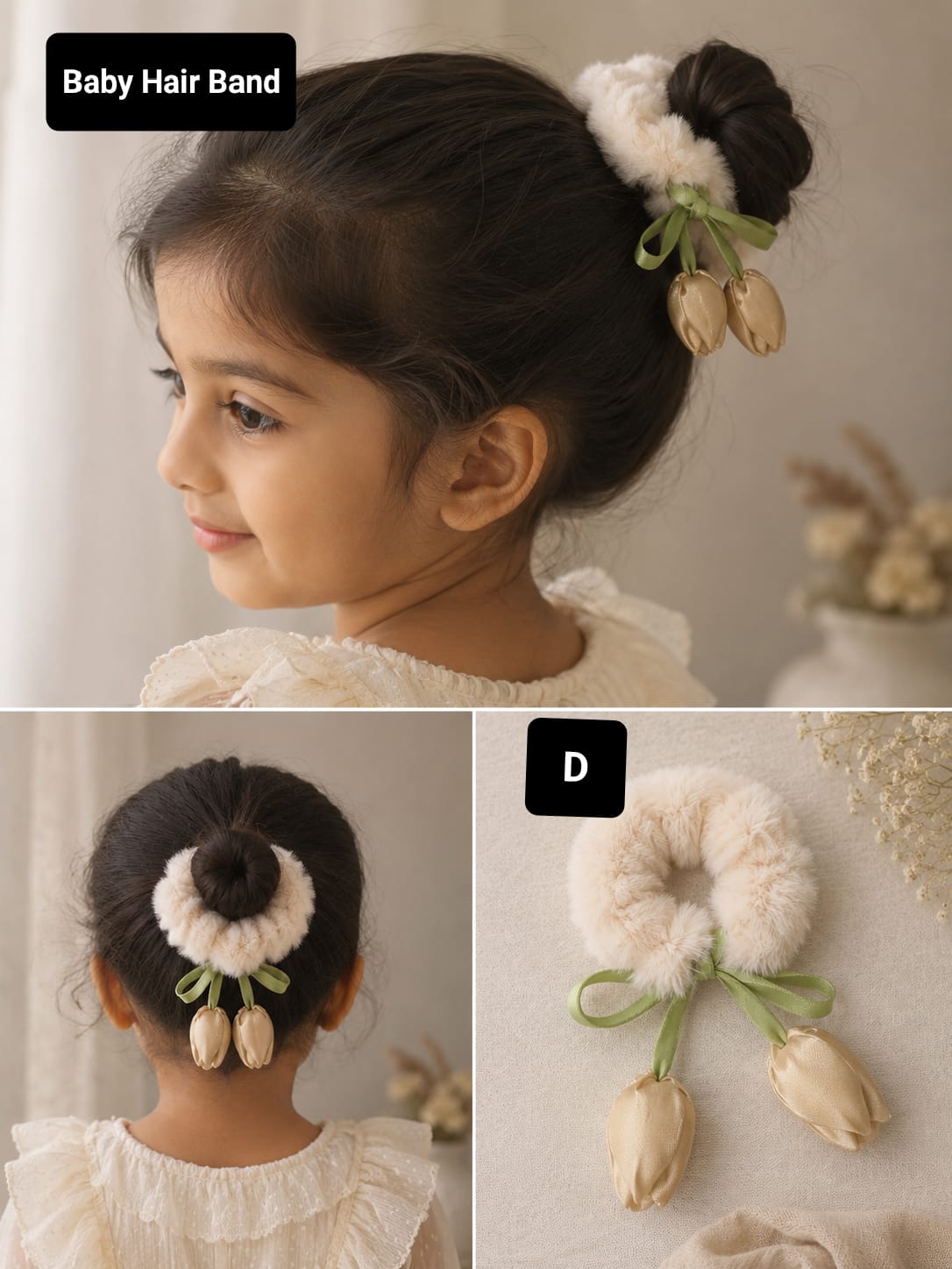 Fur Tulip Hair Scrunchies Korean Style Hair Band for Girls and Babies  -BC16