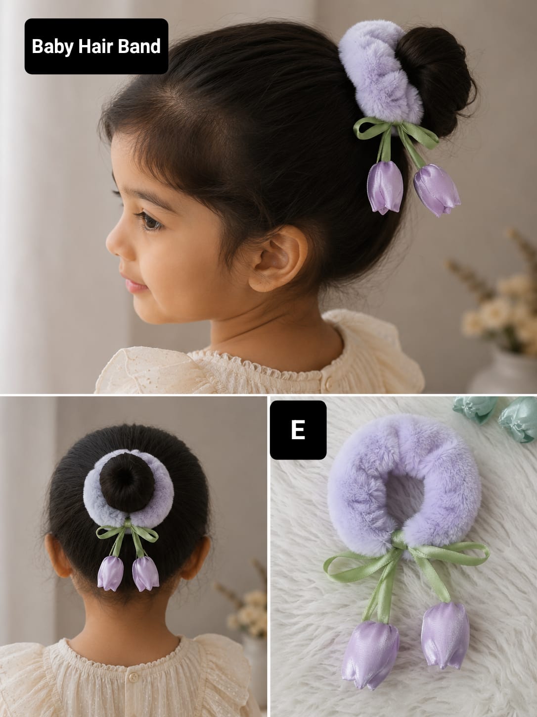 Fur Tulip Hair Scrunchies Korean Style Hair Band for Girls and Babies  -BC16