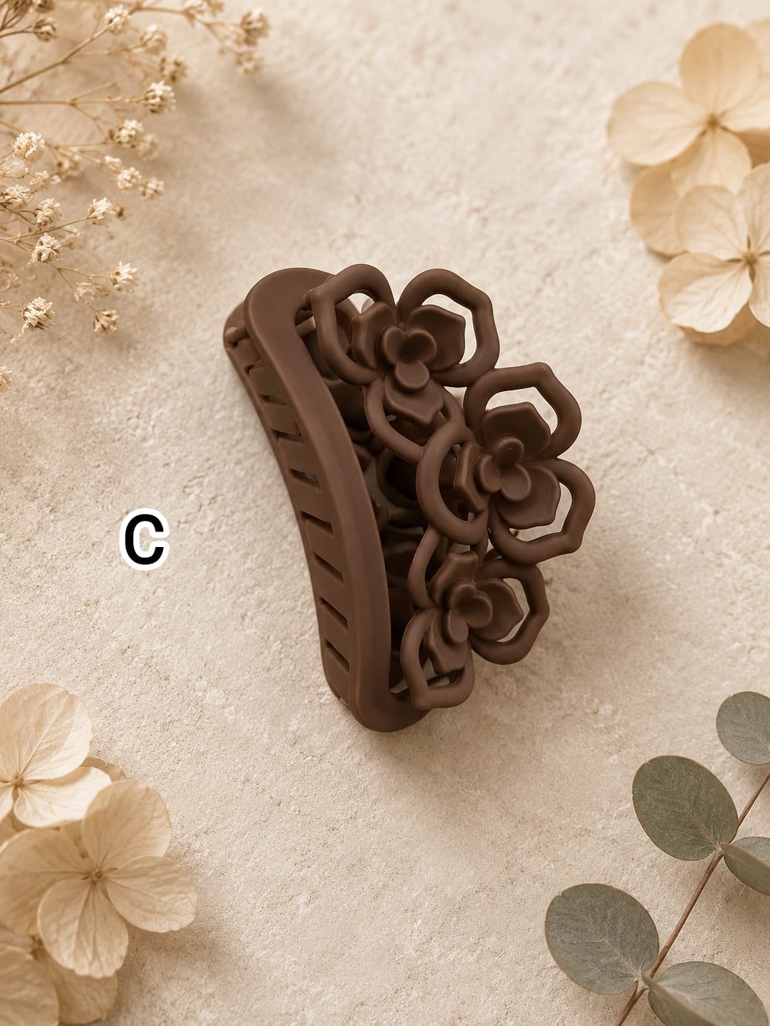 Flower Shaped Matte Finish Medium Size Hair Claw - Korean Fashion - BC7