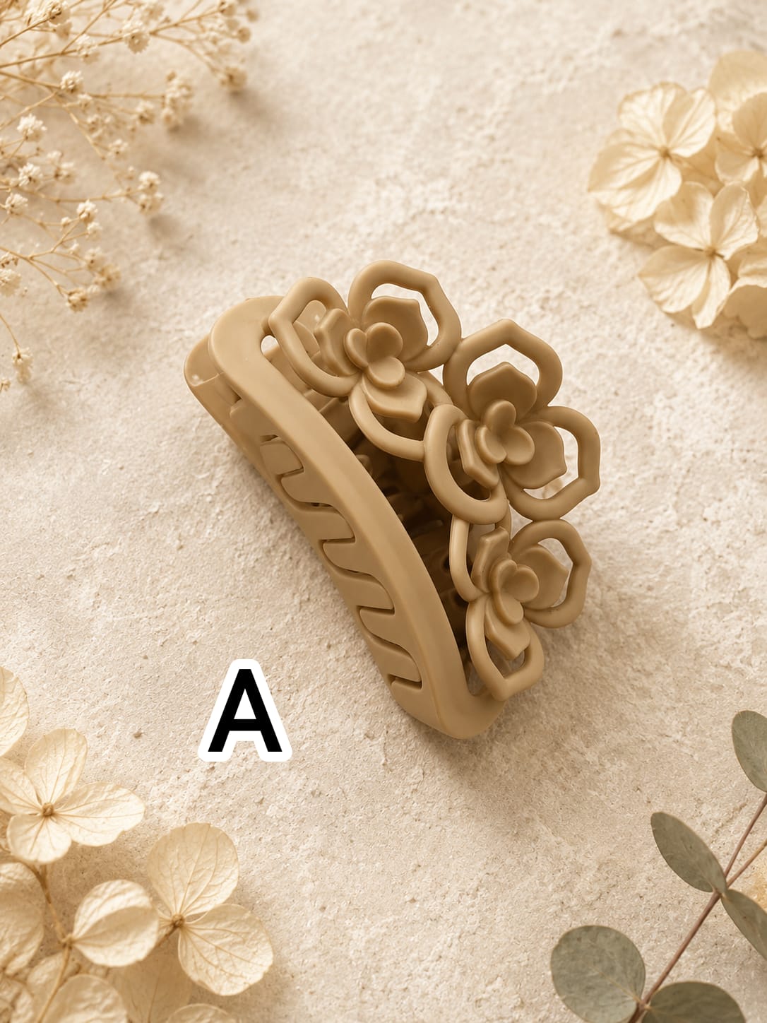 Flower Shaped Matte Finish Medium Size Hair Claw - Korean Fashion - BC7