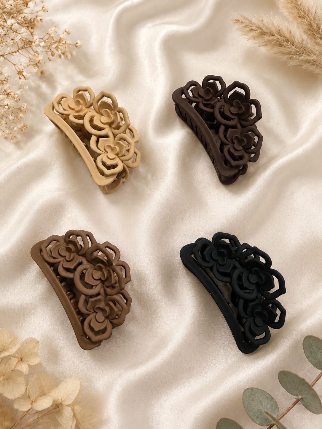 Flower Shaped Matte Finish Medium Size Hair Claw - Korean Fashion - BC7