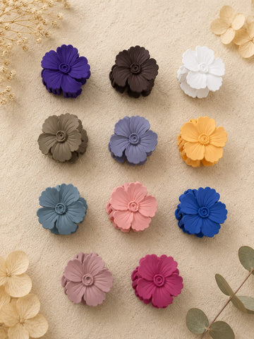 Flower Shaped Matte Finish Medium Size Hair Claw - Korean Fashion - BC9