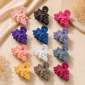 Flower Shaped Matte Finish Medium Size Hair Claw - Korean Fashion - BC8