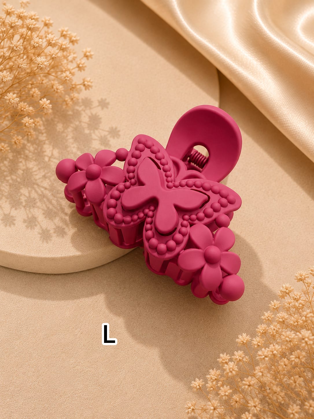 Flower Shaped Matte Finish Medium Size Hair Claw - Korean Fashion - BC8