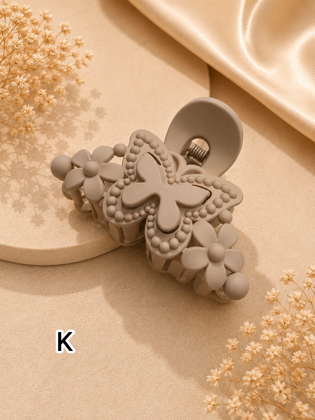 Flower Shaped Matte Finish Medium Size Hair Claw - Korean Fashion - BC8