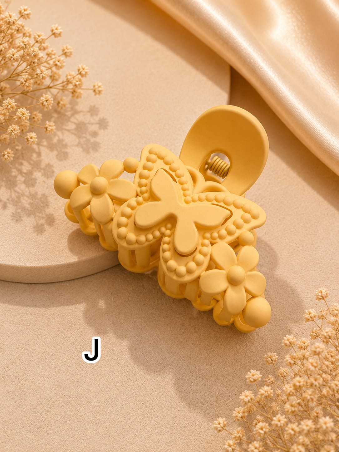 Flower Shaped Matte Finish Medium Size Hair Claw - Korean Fashion - BC8
