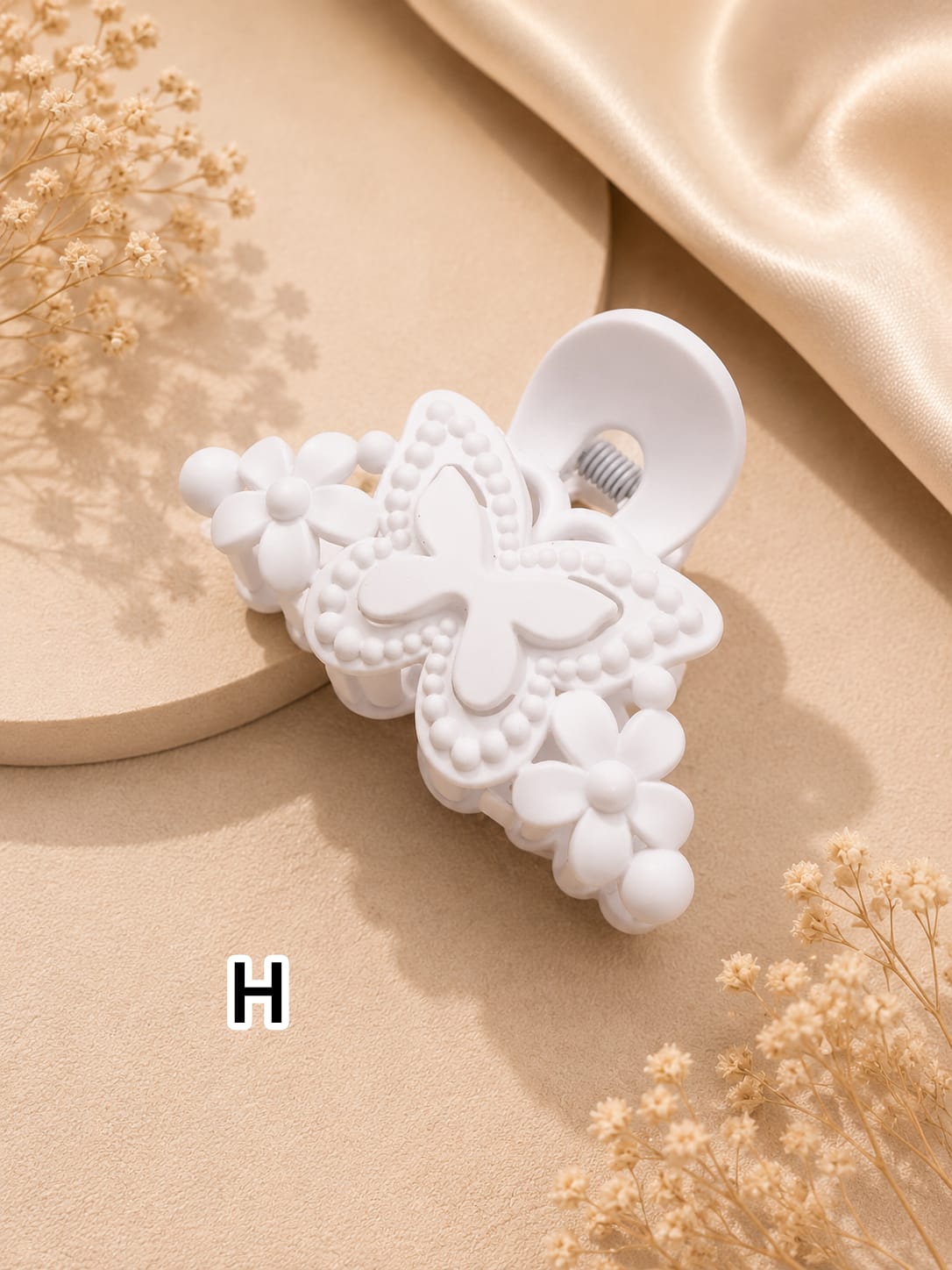 Flower Shaped Matte Finish Medium Size Hair Claw - Korean Fashion - BC8