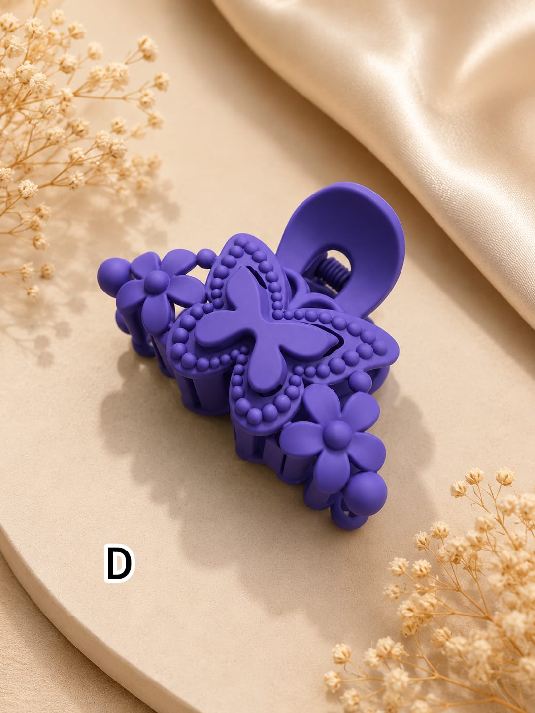 Flower Shaped Matte Finish Medium Size Hair Claw - Korean Fashion - BC8