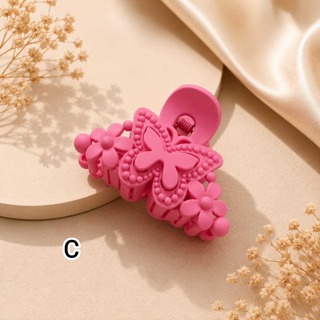 Flower Shaped Matte Finish Medium Size Hair Claw - Korean Fashion - BC8