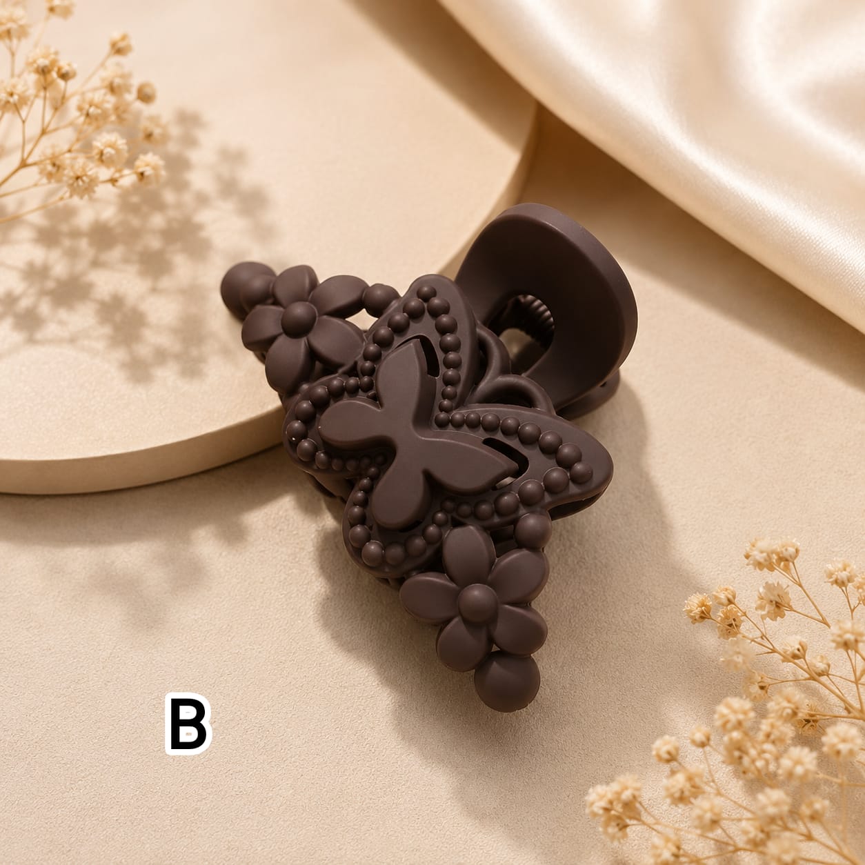 Flower Shaped Matte Finish Medium Size Hair Claw - Korean Fashion - BC8