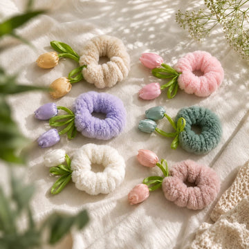 Fur Tulip Hair Scrunchies Korean Style Hair Band for Girls and Babies  -BC16