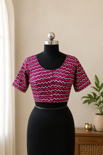 Wine Princess Cut Ready Made Blouse -CB001