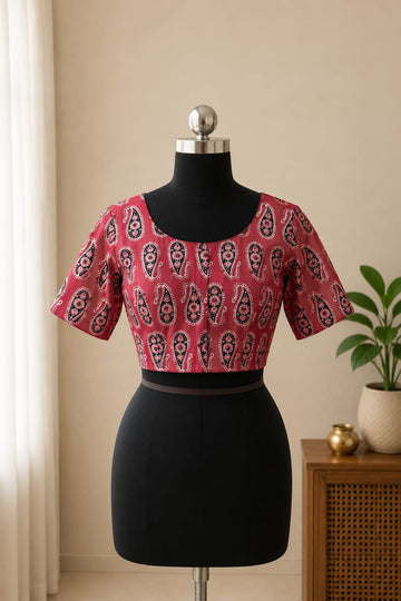 Red  Princess Cut Ready Made Blouse -CB003