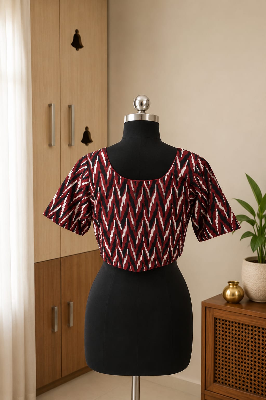 Maroon Princess Cut Ready Made Blouse -CB005