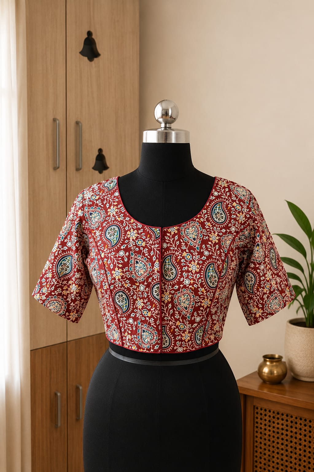 Maroon Princess Cut Ready Made Blouse -CB006