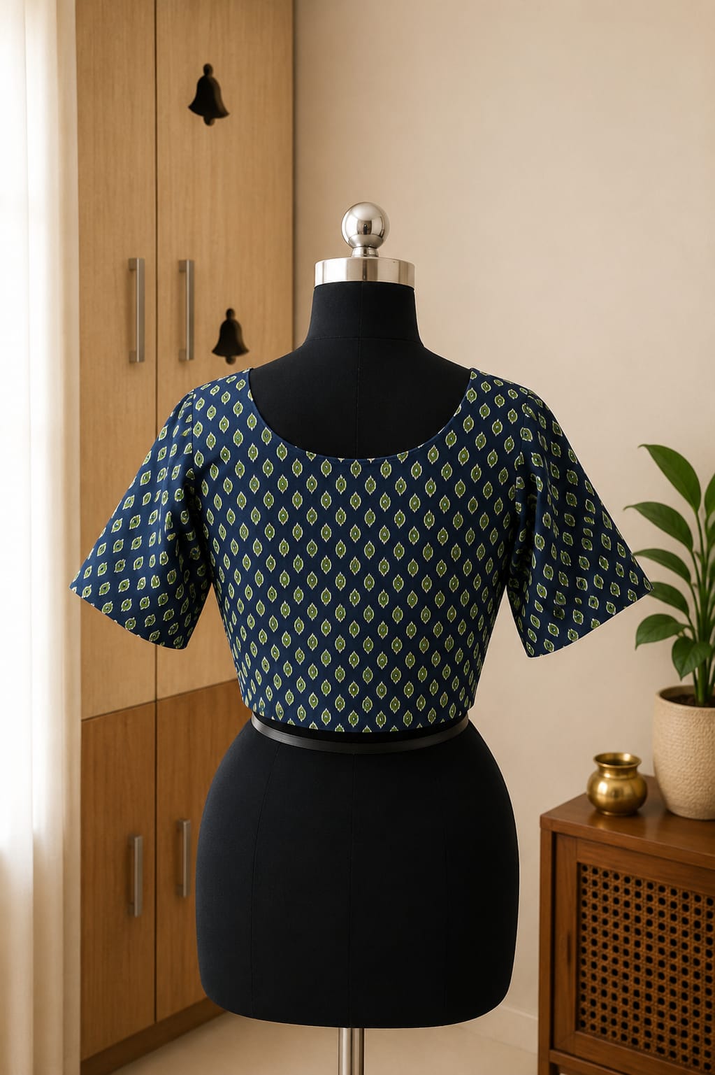 Navy Blue  Princess Cut Ready Made Blouse -CB010