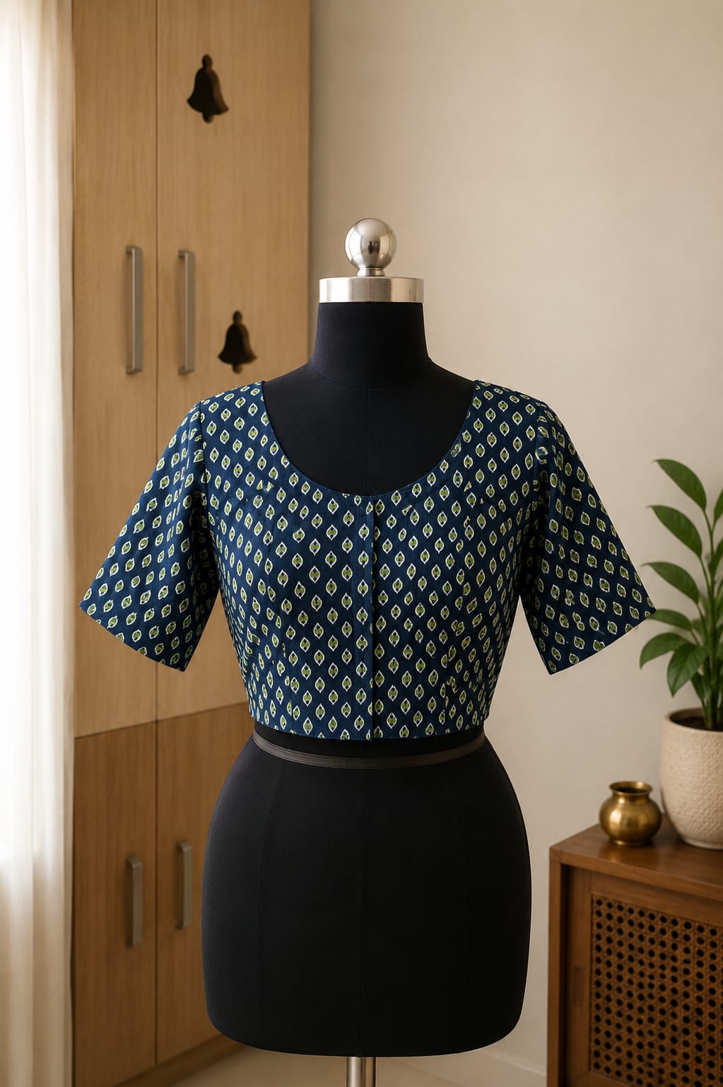Navy Blue  Princess Cut Ready Made Blouse -CB010