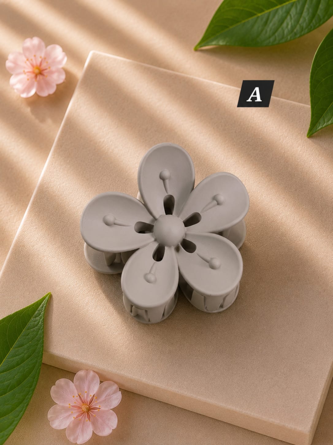 Flower Shaped Matte Finish Medium Size Hair Claw - Korean Fashion - BC5