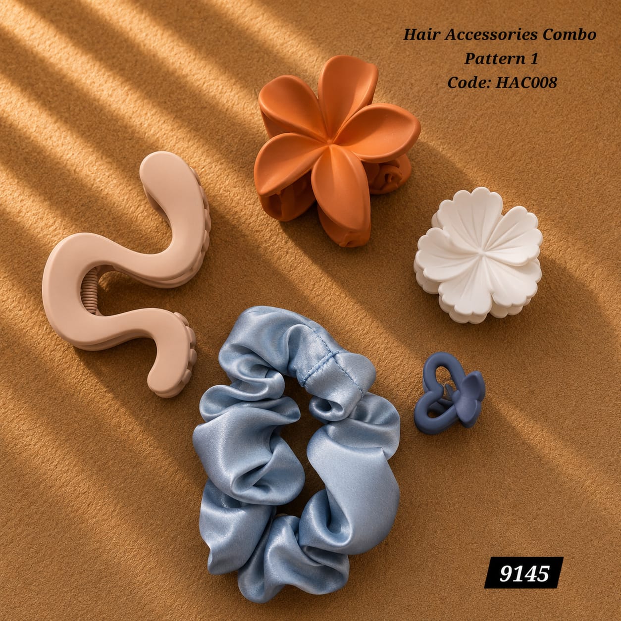 Korean Hair Accessories Combo Claw Clips & Scrunchies  - HAC008