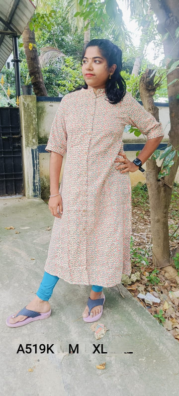 Sandal Cotton A-Line Kurtis -A519K