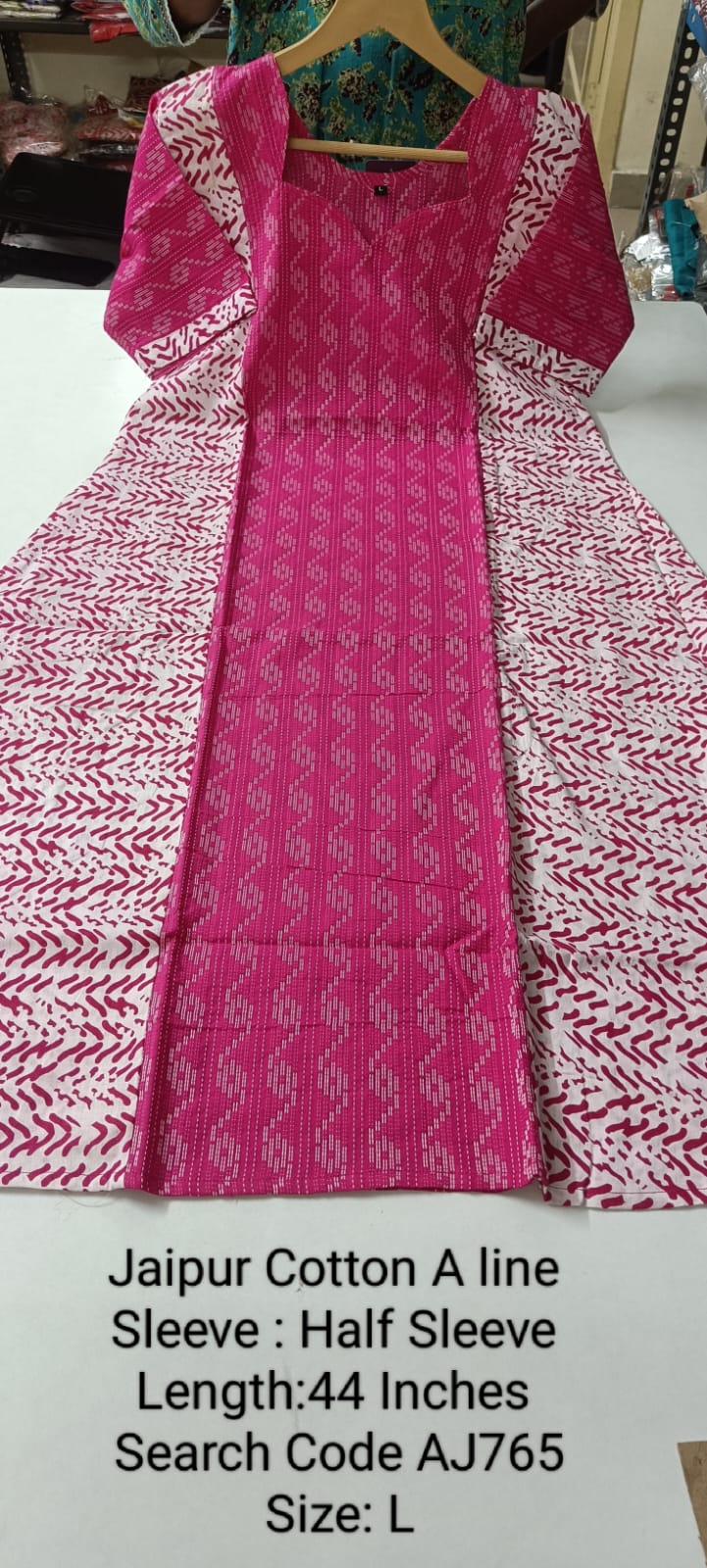 Pink Jaipur Cotton A-Line Kurtis - AJ765