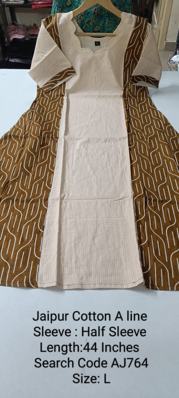 Sandal Jaipur Cotton A-Line Kurtis - AJ764