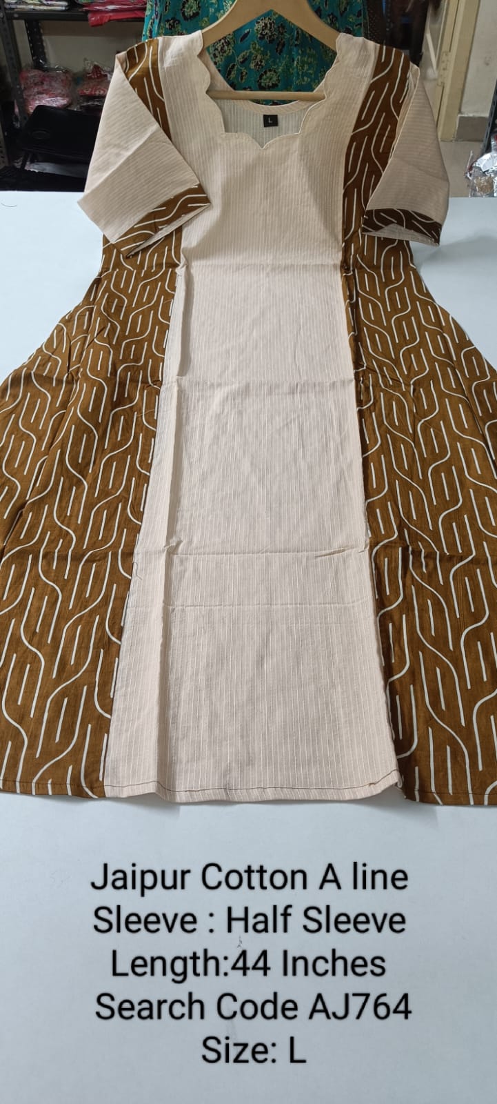 Sandal Jaipur Cotton A-Line Kurtis - AJ764