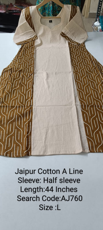 Sandal Jaipur Cotton A-Line Kurtis - AJ760