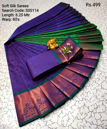Dark Purple Saree with Blouse -SSS114