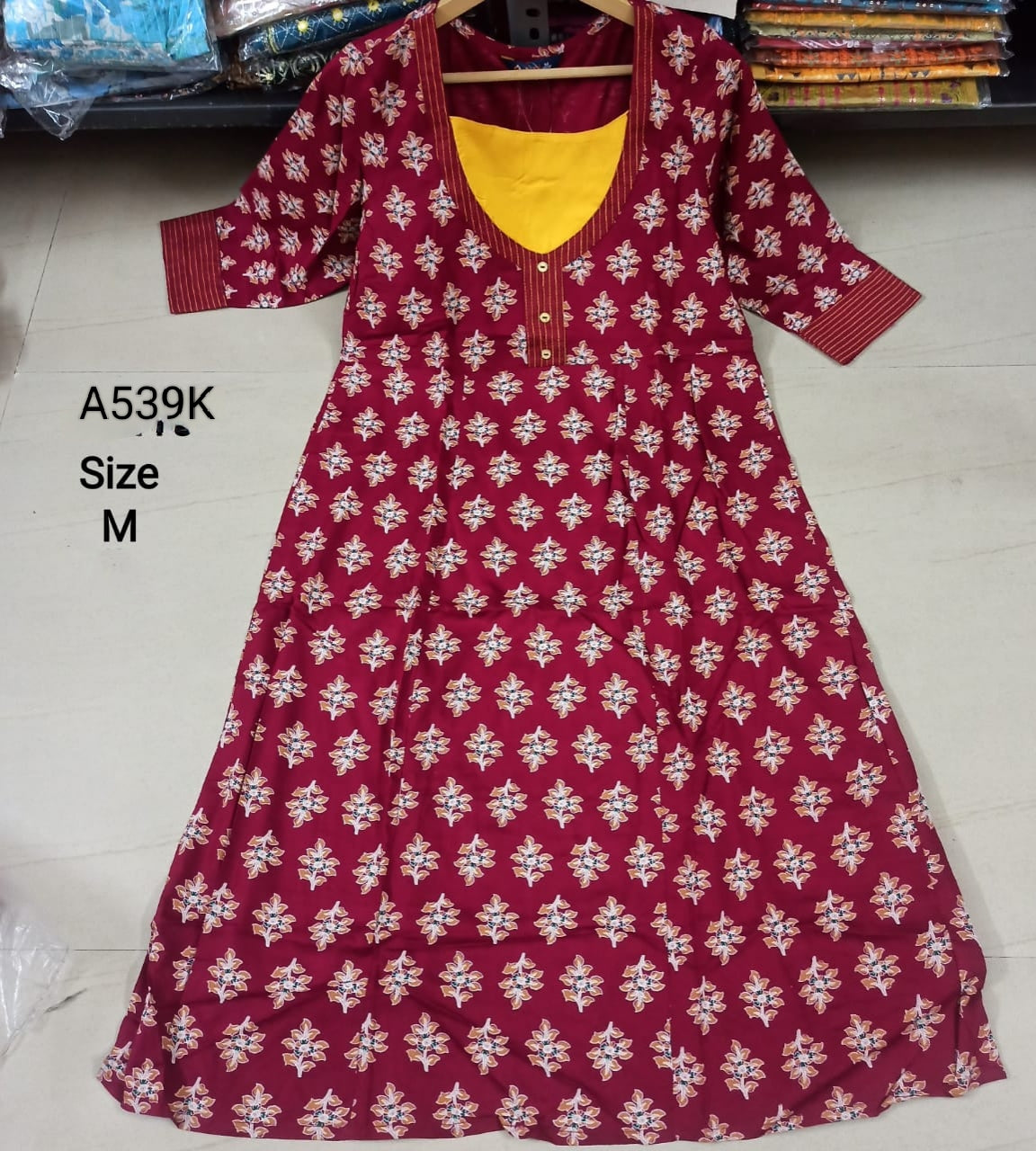 Red Rayon A-Line Kurtis -A539K