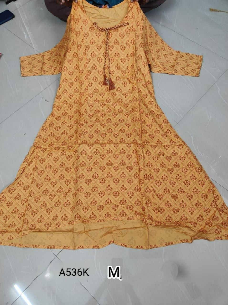Light Orange Rayon A-Line Kurtis -A536K