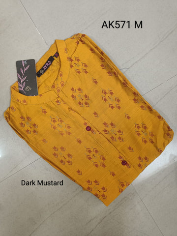 Mustard Rayon A-Line Kurtis -AK571