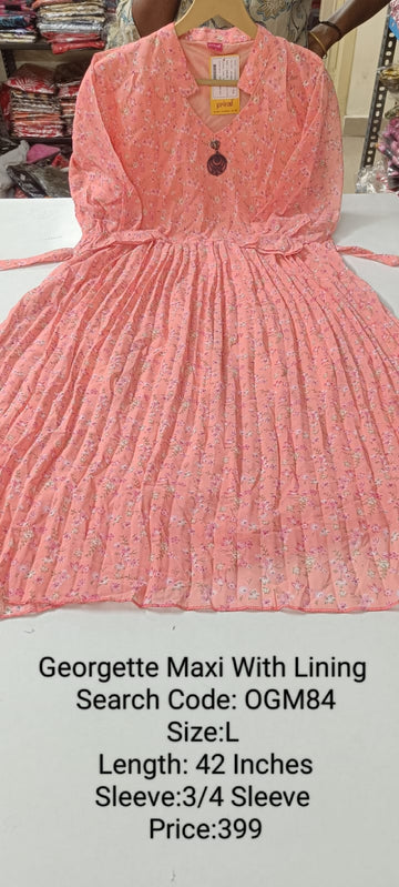 Peach Georgette Maxi with Lining - OGM84