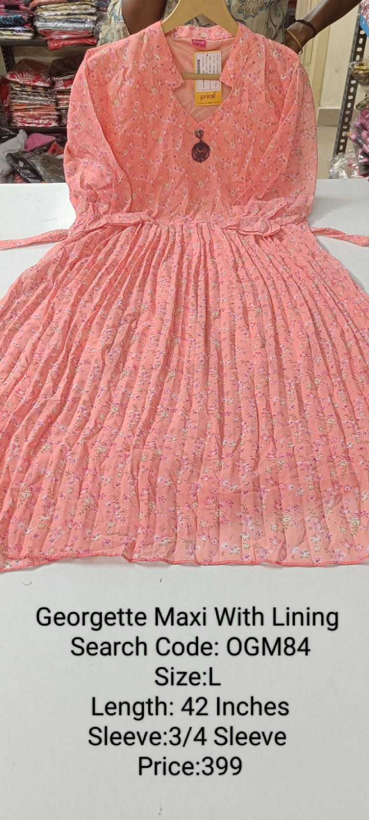 Peach Georgette Maxi with Lining - OGM84