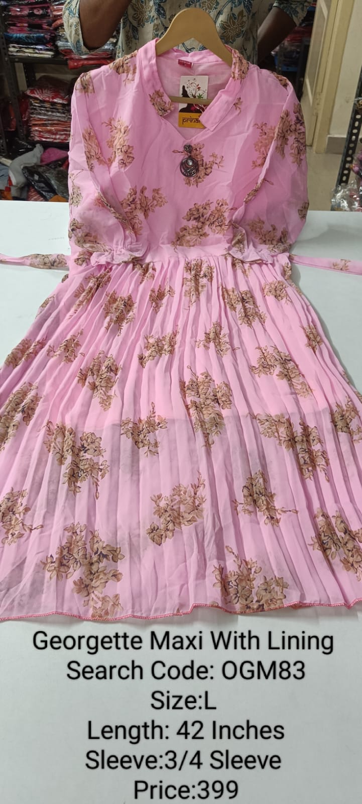 Pink Georgette Maxi with Lining - OGM83