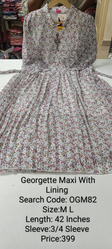 White Georgette Maxi with Lining - OGM82