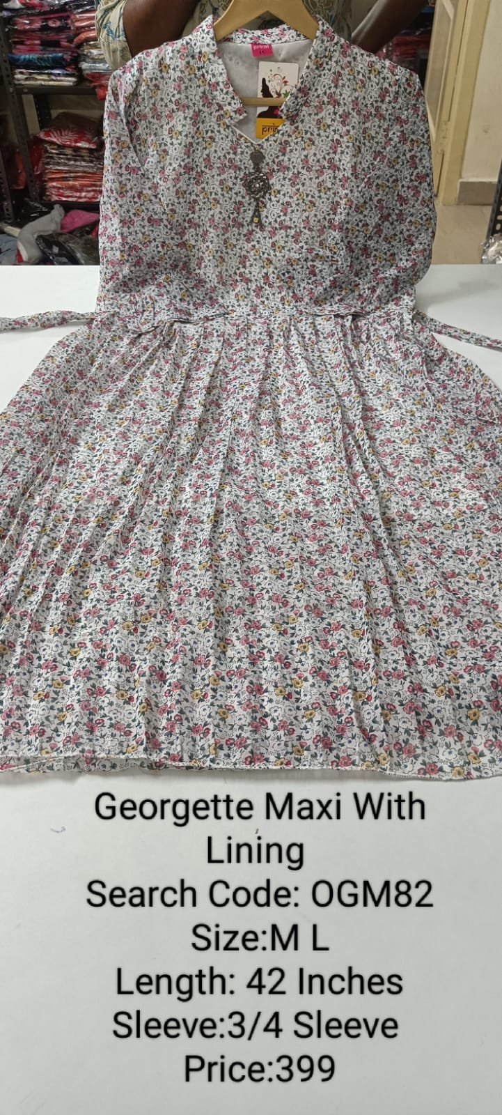 White Georgette Maxi with Lining - OGM82