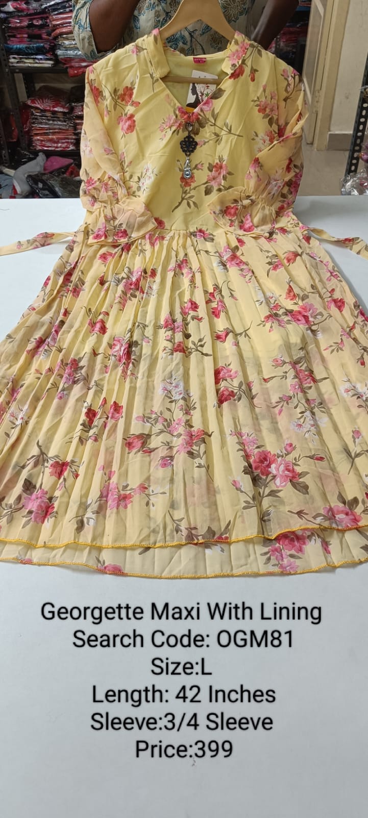 Yellow Georgette Maxi with Lining - OGM81