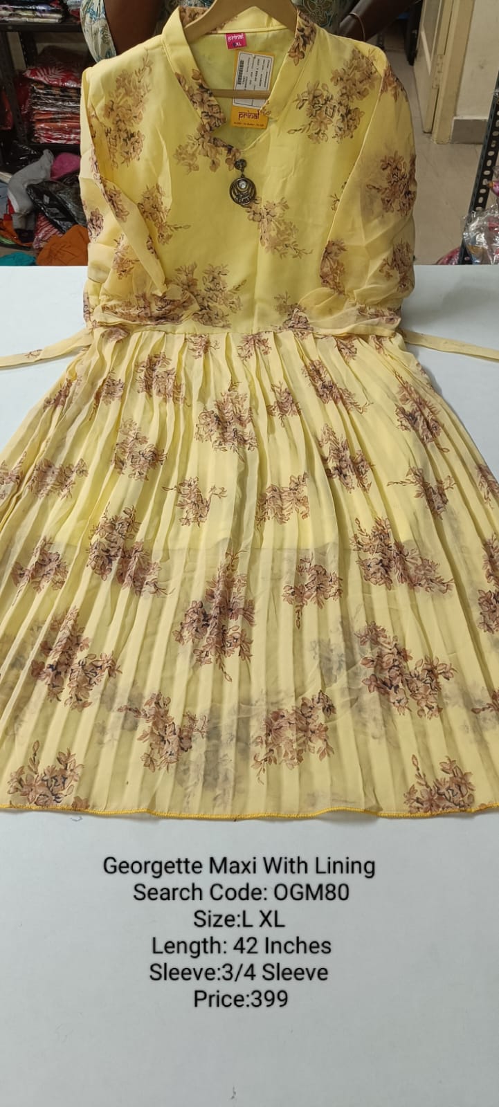 Yellow Georgette Maxi with Lining - OGM80
