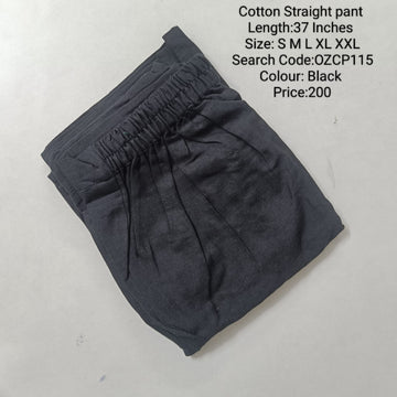 Black Cotton Straight Pant  - OZCP115