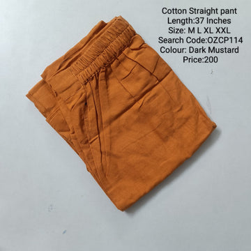 Dark Mustard Cotton Straight Pant  - OZCP114