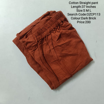 Dark Brick Cotton Straight Pant  - OZCP113