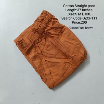 Rust Brown Cotton Straight Pant  - OZCP111