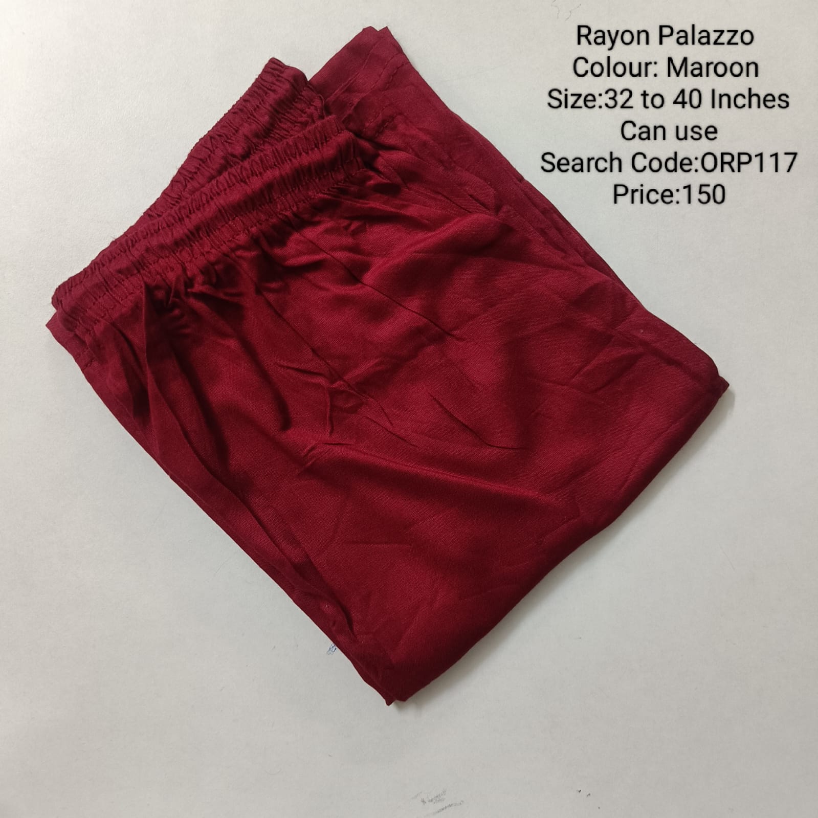 Maroon Free Size Rayon Palazzo - ORP117
