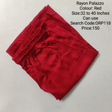 Red Free Size Rayon Palazzo - ORP118