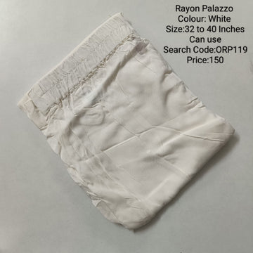White Free Size Rayon Palazzo - ORP119