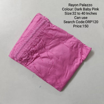 Baby Pink Free Size Rayon Palazzo - ORP120