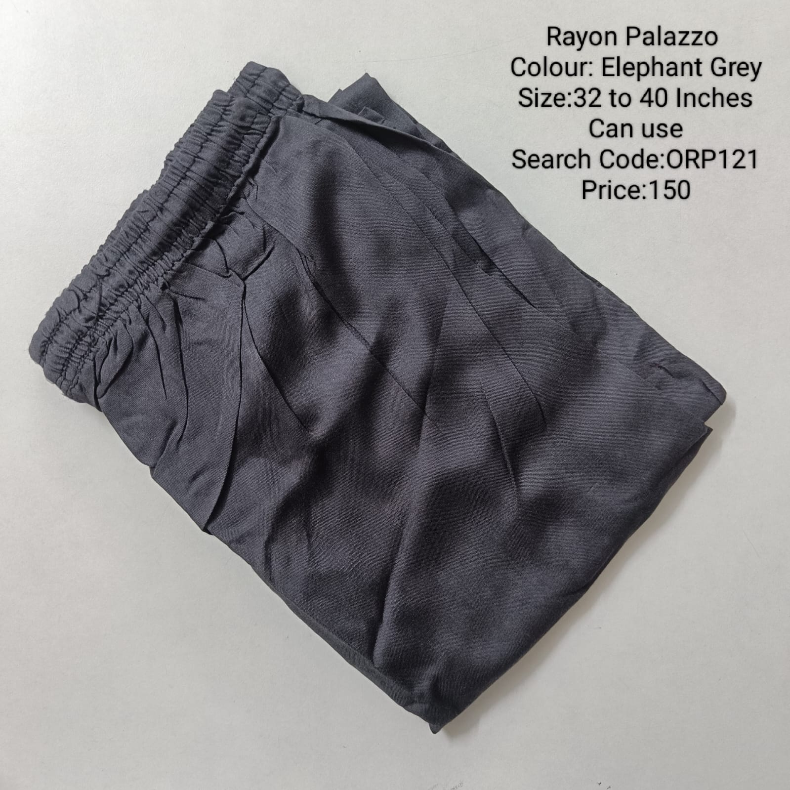 Elephant Grey Free Size Rayon Palazzo - ORP121
